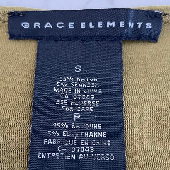 Grace Elements Scoop Neck 3/4 Sleeve Lined Rayon Spandex Top Avocado Green Sz S - Picture 12 of 13